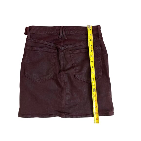 Good American Waxed Denim MiniSkirt in Bordeaux 6/28 - Picture 2 of 7